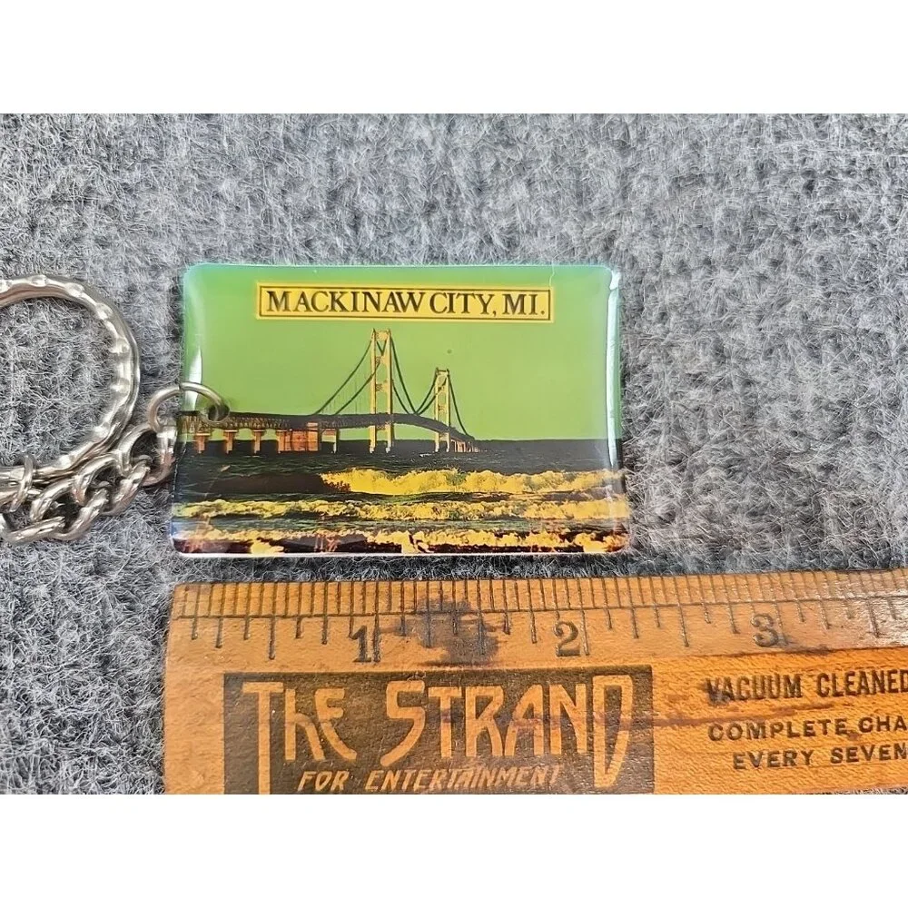 Vintage Mackinaw City Michigan MI Bridge Travel Keychain